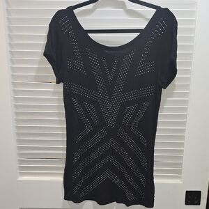 Rock & Republic Black Tee with Stud Accents